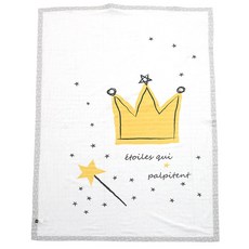 cuby n mom 竹節棉紗印花毯, 白色