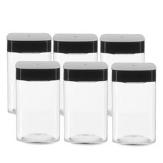 方形密封保鮮罐 黑色 700ml, 6個, 保鮮盒+蓋子