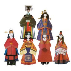 色紙青宮中服裝摺紙 3種組, 1套