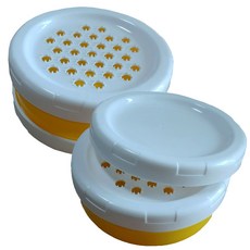 圓形食物磨泥器 2入+蓋子 4入, 黃色的, 1套