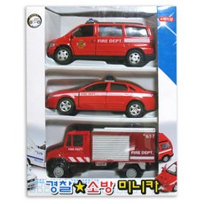 世界流通 警察消防迷你壓鑄車3件組, 混合顏色