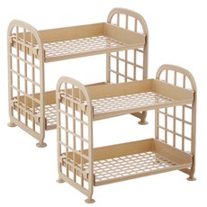 RIVER-GREEN 雙層迷你收納架, 淺褐色的, 2件