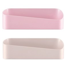 모던 흡착식 라운딩 욕실선반, 아이보리 + 핑크, 2개