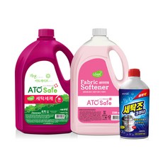 ATO Safe 洗衣精 2.5L+柔軟精 粉紅玫瑰香 2.5L+洗衣機清洗劑 400ml, 1組