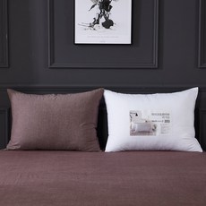 KIT HOME 超細纖維枕芯+棉紗染色枕頭套, 巧克力棕色