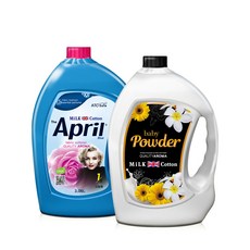 ATO Safe MiLK Cotton 四月藍織物柔軟劑麝香味3.06L+嬰兒爽身粉3.06L, 1套