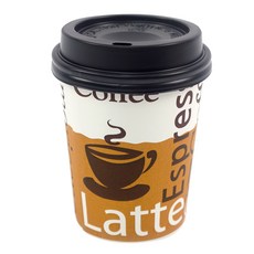 오리진티앤디 커피콩 테이크아웃 종이컵 300ml(10온스) + 일반 블랙 리드, 100개입, 1개