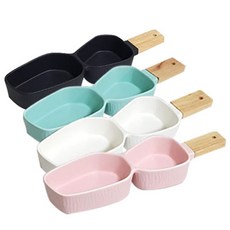 프로방스코리아 C066 우드 핸들 2구 나눔 볼 무광, 화이트, 그린, 핑크, 블랙, 4개입