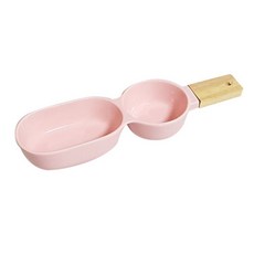 木柄雙格分食碟 C065, 粉色的, 1個