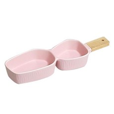木柄雙格分食碟 C066, 粉色的, 1個