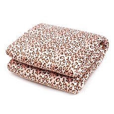 Woojungplus 豹紋超細纖維電熱毯, 棕色, D(135 x 180cm), UST-02