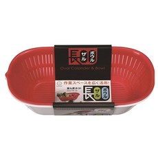 코쿠보 타원형 채반 + 용기 세트, 레드(KK-303), 1개