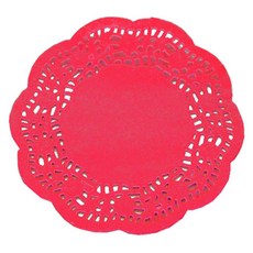 도나앤데코 꽃 원형 도일리 페이퍼 10cm, 레드, 250개입