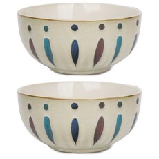 韓國 DASOM 手繪麵碗, 2個, 藍色