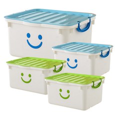 BONOHOUSE 白色多用途收納箱 XL號 藍色 2入+綠色 2入, 混色, 1組