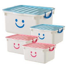 BONOHOUSE 白色多用途收納箱 XL號 藍色 2入+粉色 2入, 混色, 1組