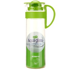 KOMAX 新款 Aqua 玻璃手柄水瓶 1400, 綠色, 1.4L