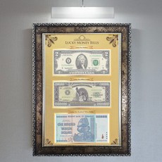 Lucky Symbol Lucky Dollar 3 款豪華古董 A4 套組 2 美元 + 100 萬美元 + 100 萬億美元津巴布韋, 1套