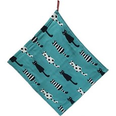 라페조 고리 핸드타올 야옹이, 청록, 1개