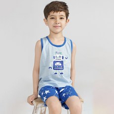 dongmulone 男童星星機器人無袖提花居家服套裝