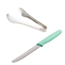 레벤쿠첸 올스텐 다용도 집게 + 스미카마 일본산 톱니 과도, 1세트, 집게 소 + 과도 그린