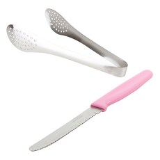 레벤쿠첸 올스텐 다용도 집게 + 스미카마 일본산 톱니 과도, 1세트, 집게 중 + 과도 핑크