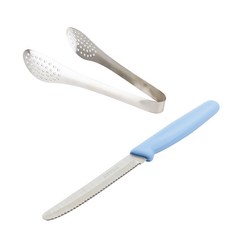 레벤쿠첸 올스텐 다용도 집게 + 스미카마 일본산 톱니 과도, 1세트, 집게 소 + 과도 블루