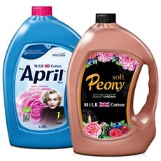 ATO Safe April 藍織物柔軟劑 3.06L+柔軟牡丹織物柔軟劑 3.06L, 1組