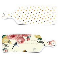로엠디자인 서빙보드 PrettyRoses + 도토리화이트, 혼합 색상, 1세트