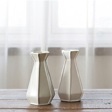 포홈 헥사 세라믹 화병 2p + 무드톤 국화 가지 조화, 화병(화이트, 라이트그린), 조화(랜덤 발송), 1개