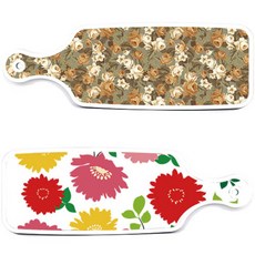 Roem Design 上菜用雙面砧板 菊花 粉紅色 白色, 菊花 粉紅色 白色, 土色 花卉, 1個