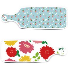 Roem Design 上菜用雙面砧板 菊花 粉紅色 白色, 菊花 粉紅色 白色, 天青色 櫻桃, 1個