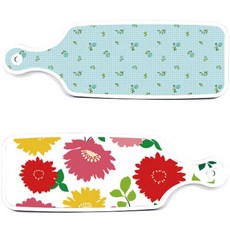 Roem Design 上菜雙面砧板 菊花 粉紅色 白色, 菊花 粉紅色 白色, 玉色 花朵 格紋, 1個