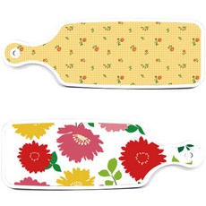 ROEM DESIGN 上菜用雙面砧板 菊花 粉色 白色, 菊花 粉色 白色, 梔子花色花朵格紋, 1個