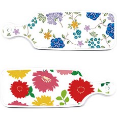 Loem Design 菊花圖案上菜用雙面砧板 粉紅色 白色, 菊花 粉紅色 白色, 浪漫藍色花卉圖案 白色, 1個