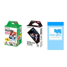 instax 拍立得 拍立得 Fujifilm 迷你膠卷 20 張 + 黑色 10 張 + 階段相冊, 1套