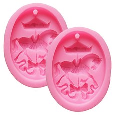 鳥籠手工掛環 復古旋轉木馬 1孔矽膠模具 2入, 隨機出貨