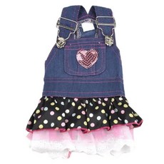 ECODY 寵物牛仔吊帶裙, 混色