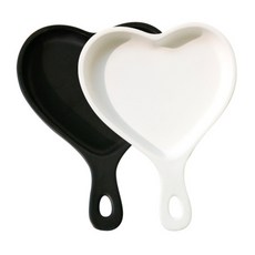 PUKO DAHLIA HEART 附把手盤 2入, 黑色, 白色