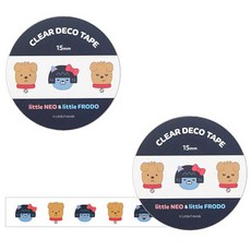 카카오프렌즈 리틀 프렌즈 투명 데코 테이프 폭 15mm x 길이 7m, 3 리틀 네오 & 프로도 페이스, 2개입