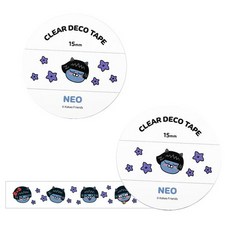카카오프렌즈 투명 데코 테이프 폭 15mm x 길이 7m, 3 네오 페이스, 2개입