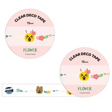 카카오프렌즈 투명 데코 테이프 폭 15mm x 길이 7m, 10 플라워, 2개입
