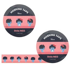 카카오프렌즈 리틀프렌즈 마스킹 테이프 폭 15mm x 길이 7m, 7 리틀 네오 턴, 2개입