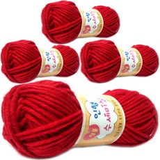 행복뜨기 인형 수세미 아크릴실, 131빨강, 4개