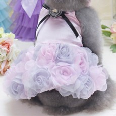 ECODY 玫瑰造型寵物連身紗裙, 粉色的