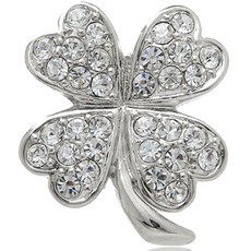 施華洛世奇水晶四葉草造型高爾夫球標, A鍍銠, 1個