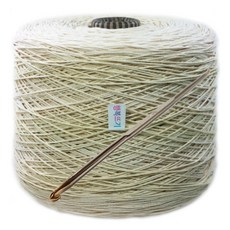 Happysil 細純棉筒紗 1kg 18股 + 鉤針 3/5號, 淺象牙白