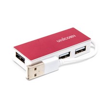 UNiCORN USB2.0 4埠無電源USB集線器 RH-A40, 紅色