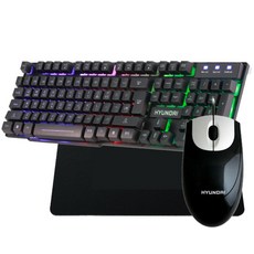 현대 키보드 HD-K2300LED + 마우스 HD-M5000 + 마우스 패드 GSMP-2, HD-K2300LED, HD-M5000, GSMP-2, 키보드(Full Back), 마우스, 패드(Black)