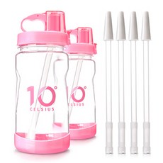 10 Degree CELSIUS 吸管水瓶 1L 2入 + 額外吸管 4入, 櫻花